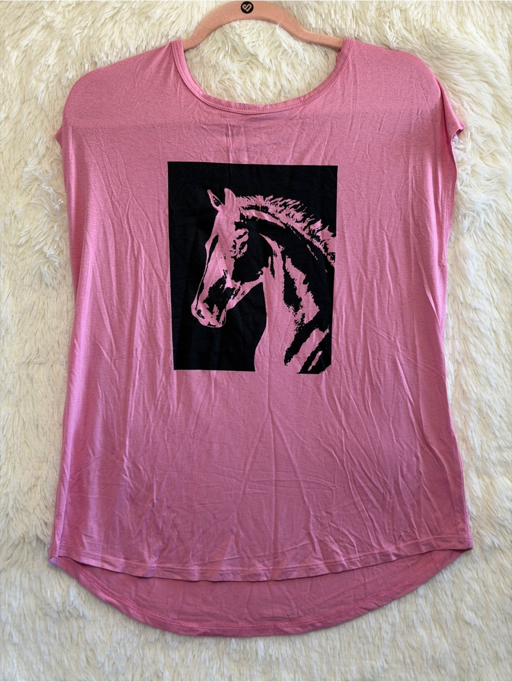 Highline Collective Womens Coastal Cowgirl Horse Graphic Top Size M Pink Country